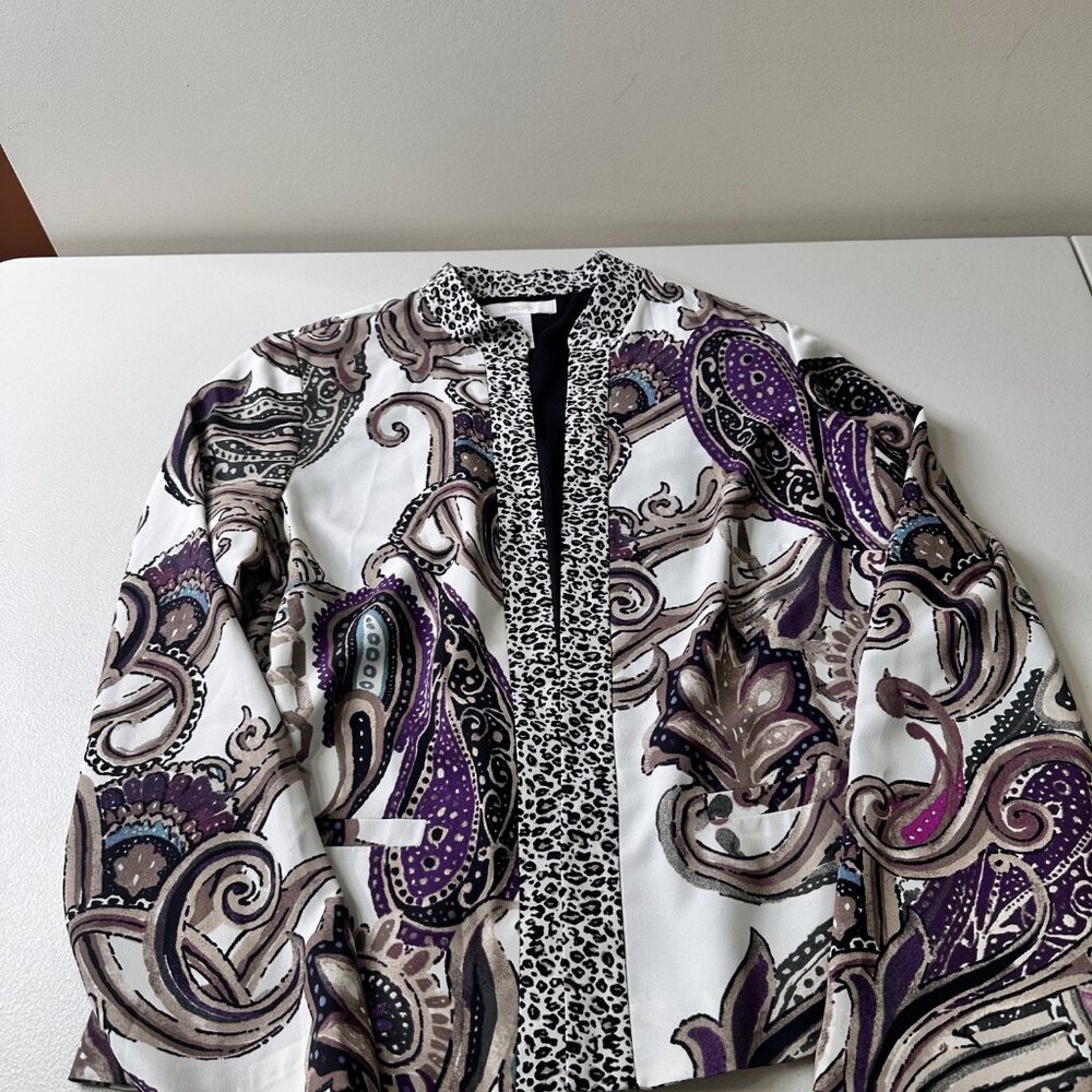 Chico's Women's Paisley Print Jacket Purple Size 0 Long Sleeve Shoulder … - Picture 13 of 14